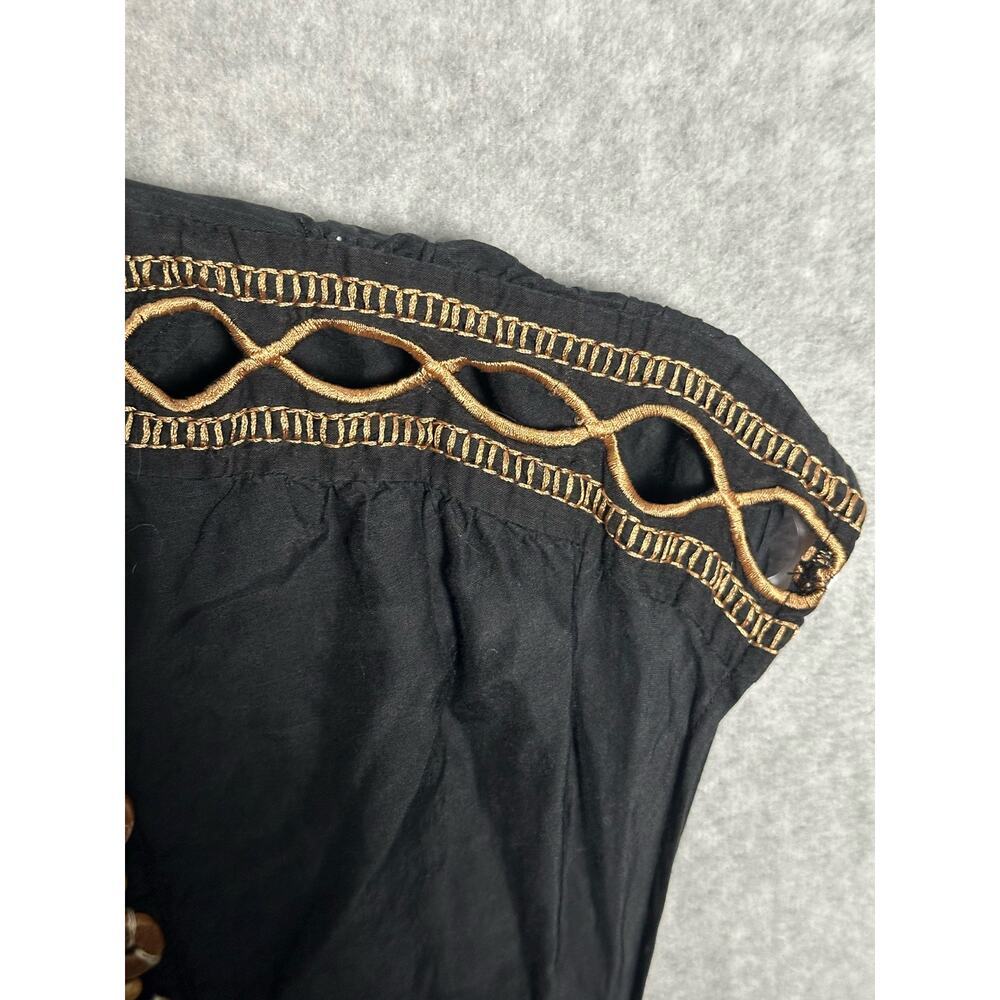 Nanette Lepore XS Silk Blend Wooden Beaded Black Swim Cover-up Embroidered boho - Picture 5 of 7